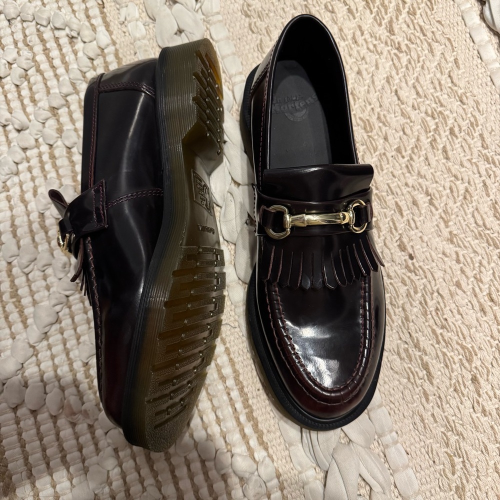Dr. Martens Black and Gold Slip-On Loafers